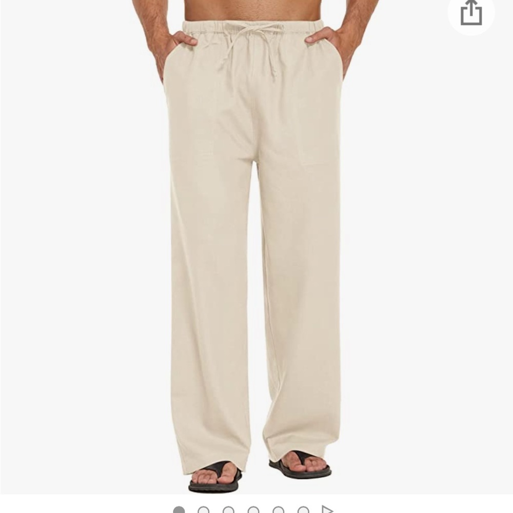 creme linen pants